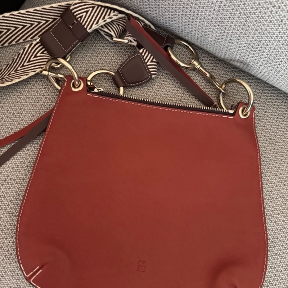 Carolina Herrera Leather Brown Beige Tan Crossbody Bag - Picture 4 of 11